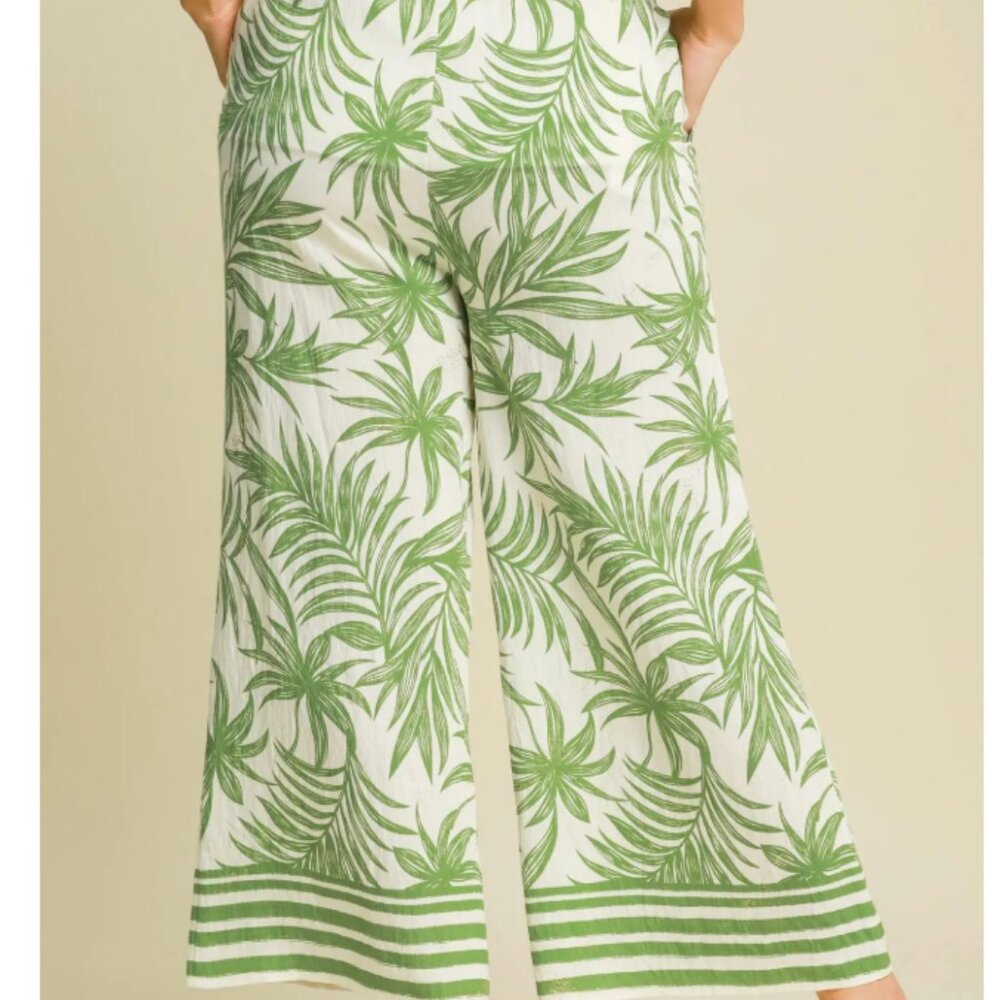 094.Tropical Breeze Button-Up Shirt & Print Wide Leg Pants 2pc SET - Picture 6 of 6